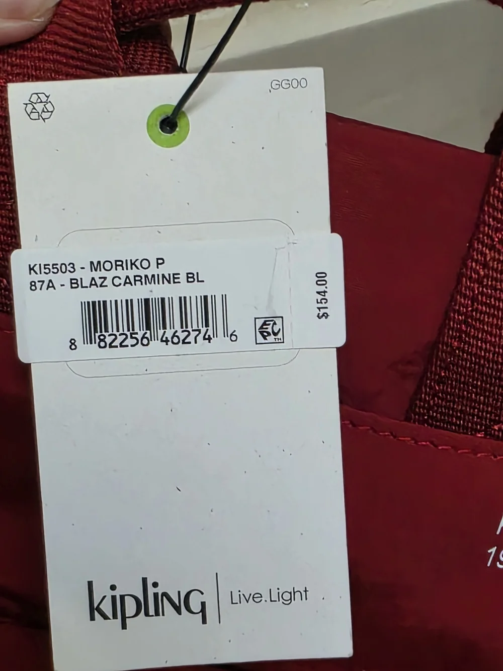 Kipling Seoul Moriko Carmine Backpack With Monkey Charm